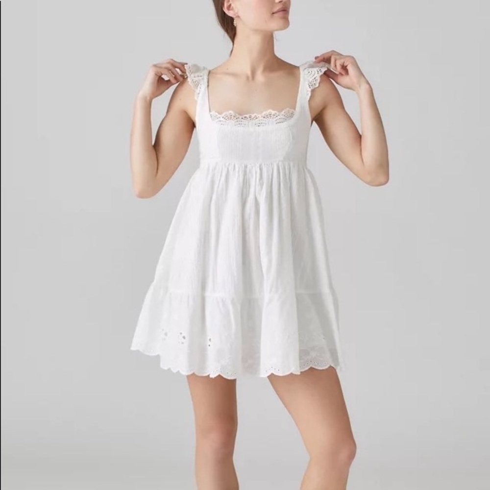 Urban Outfitters UO Lavender Fields Babydoll Dress White